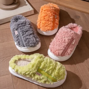 Winter Fluffy Women's Slippers Home Casual Luxury Designer Plush Woman Shoes Flats Elegant Platform Fuzzy Fur Slides Soft Sole