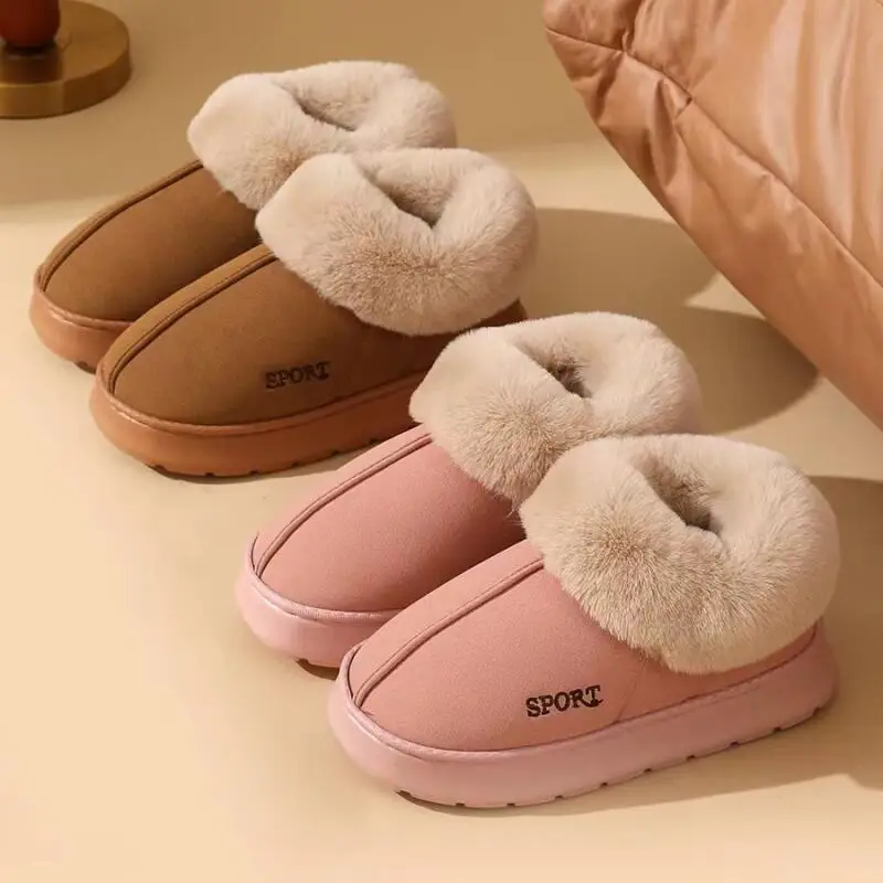 Winter Fluffy Women's Slippers Plush Luxury Designer Woman Shoes Flat Indoor Ankle Boots Female Casual Fuzzy Fur Slides Elegant - Image 2